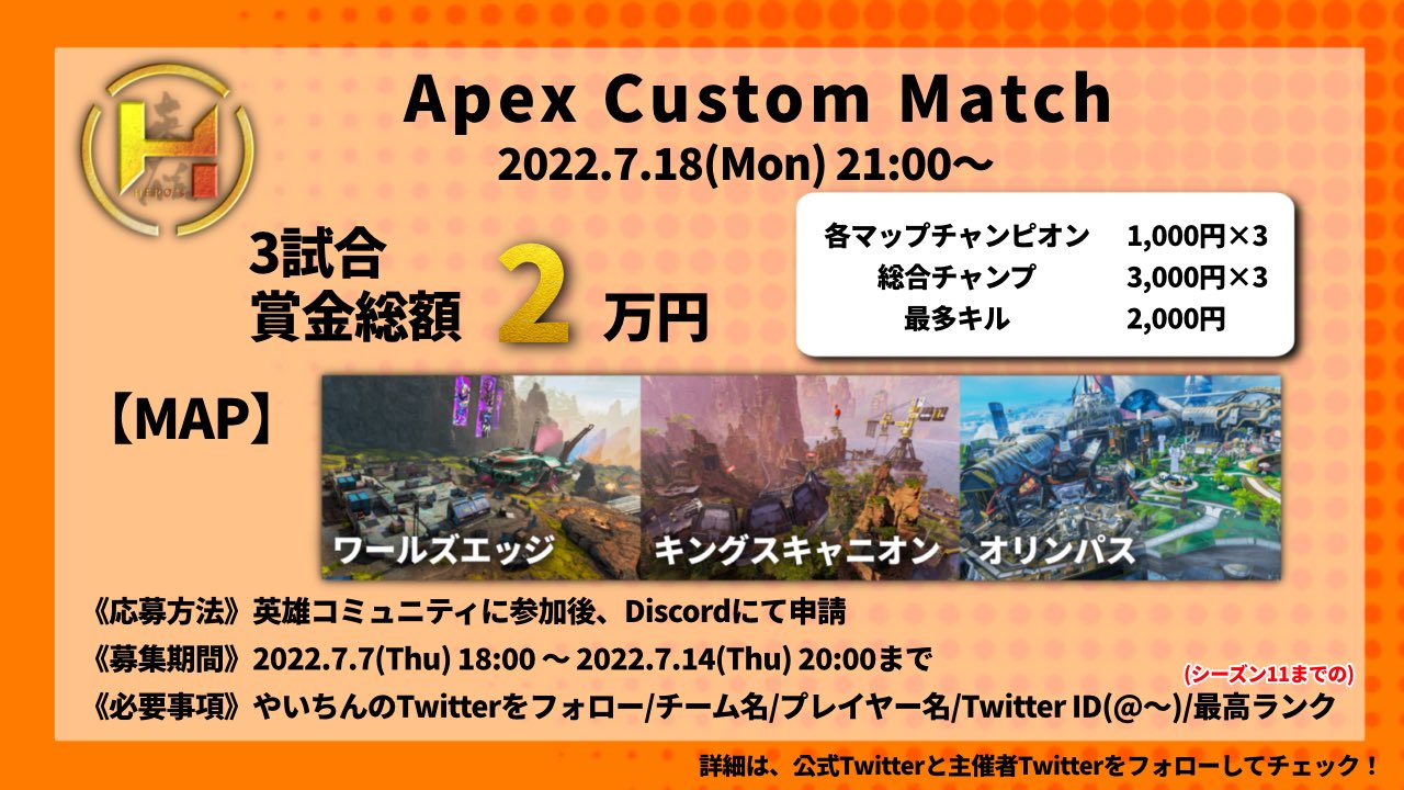 第5回　APEX Custom Match 【HERO’s 英雄カスタム】